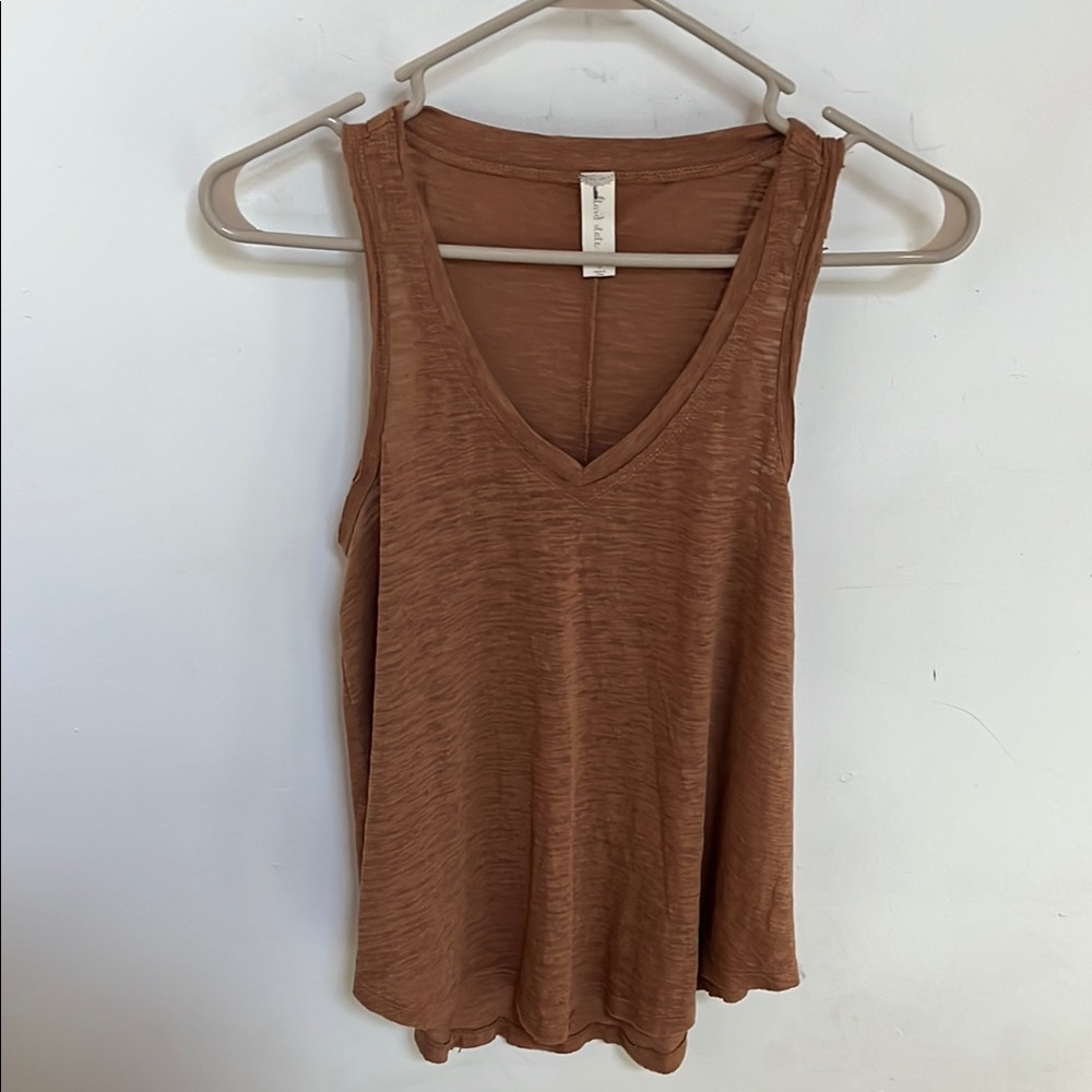 Altar’d State semi-sheer Brown Relaxed Tank Top with V-Neck